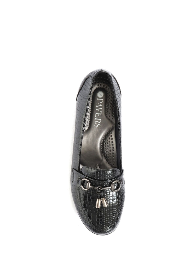 Pavers Black Croc Patent Leather Ladies Loafers - Image 4 of 5