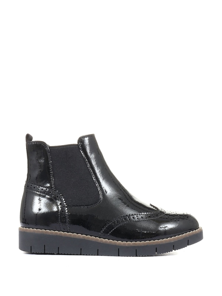 Pavers Ladies Wide Fit Brogue Chelsea Boots - Image 1 of 5