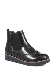 Pavers Ladies Wide Fit Brogue Chelsea Boots - Image 2 of 5