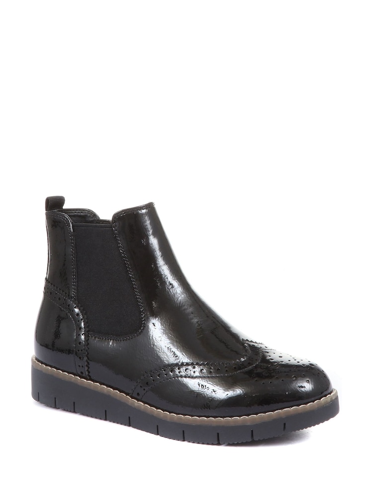 Pavers Ladies Wide Fit Brogue Chelsea Boots - Image 2 of 5
