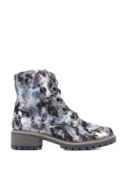 Pavers Black & Silver Pavers Ladies Lace Up Ankle Boots - Image 1 of 10