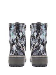Pavers Black & Silver Pavers Ladies Lace Up Ankle Boots - Image 2 of 10