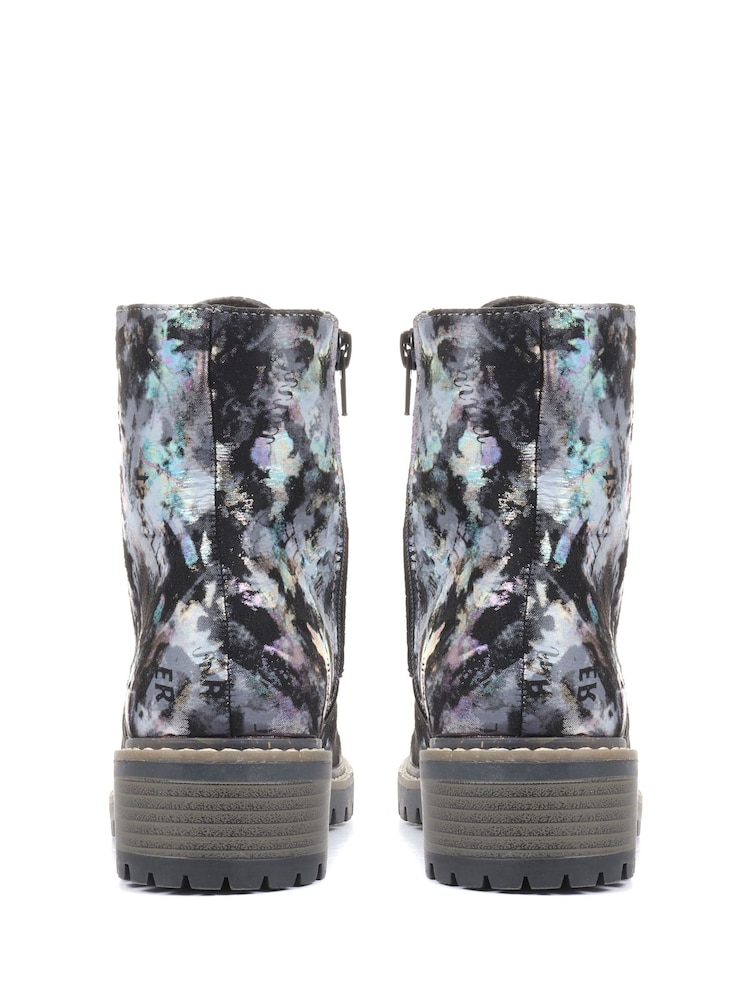 Pavers Black & Silver Pavers Ladies Lace Up Ankle Boots - Image 2 of 10