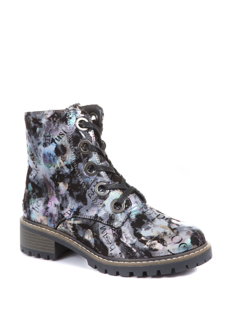Pavers Black & Silver Pavers Ladies Lace Up Ankle Boots - Image 3 of 10