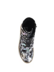 Pavers Black & Silver Pavers Ladies Lace Up Ankle Boots - Image 4 of 10