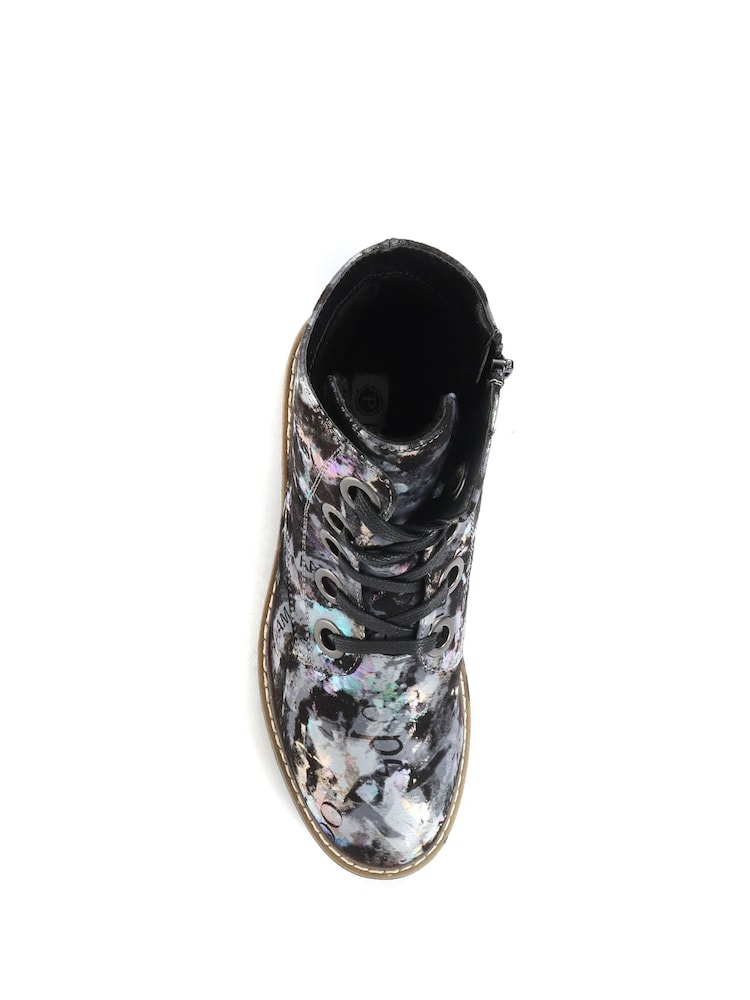 Pavers Black & Silver Pavers Ladies Lace Up Ankle Boots - Image 4 of 10