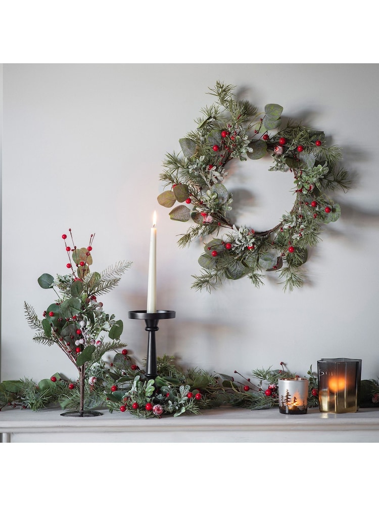 Gallery Home Red Ellis Eucalyptus With Snowy Red Berries Christmas Wreath - Image 1 of 1