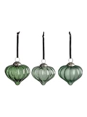 Gallery Home 6 Pack Green Christmas Olsen Spruce Assorted Fluted Baubles - Image 2 of 3