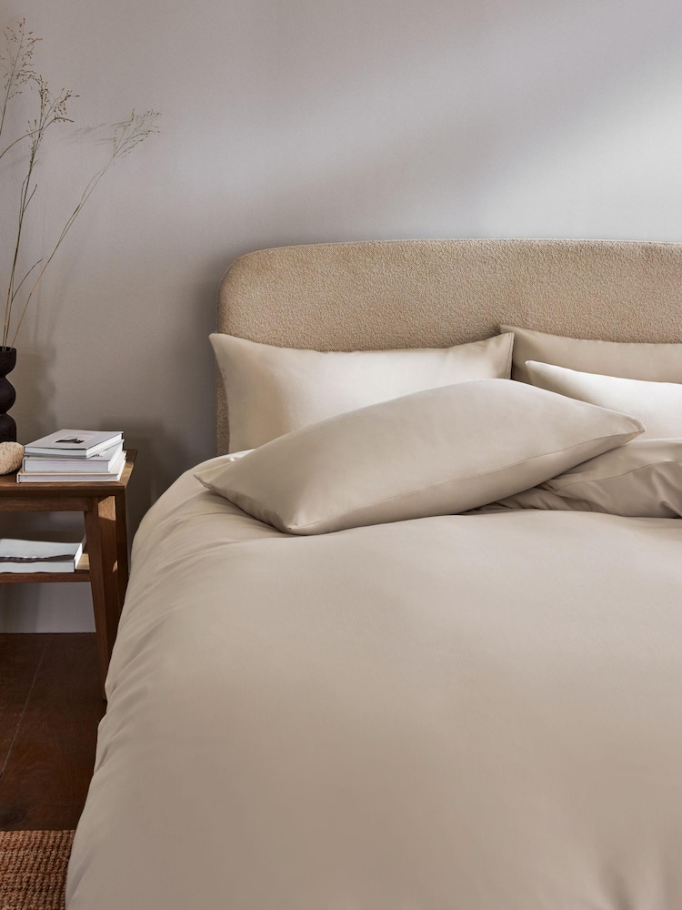 Natural Soft Touch Brushed Plain Duvet Cover & Pillowcase Set - Image 2 of 5