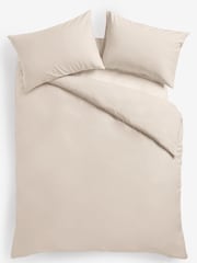 Natural Soft Touch Brushed Plain Duvet Cover & Pillowcase Set - Image 3 of 5