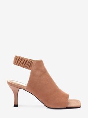 Camel Brown Signature Leather Ruched Shoe Boots - Image 1 of 6