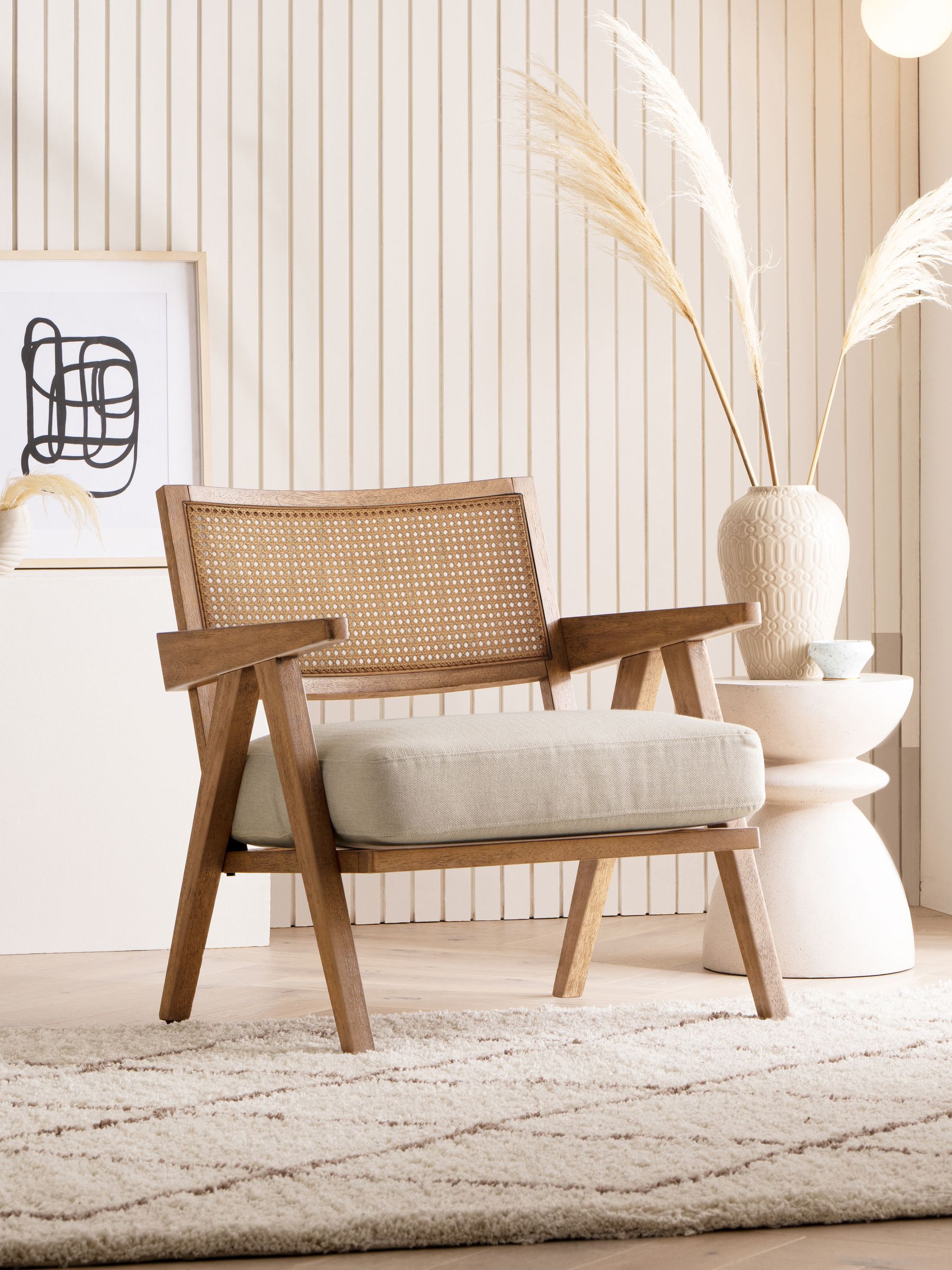 Buy Bronx Wood Effect, Contemporary Linen Natural Abel Wooden Rattan ...