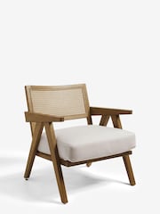 Bronx Wood Effect, Contemporary Linen Natural Abel Wooden Rattan Accent Chair - Image 3 of 8