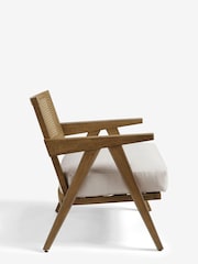 Bronx Wood Effect, Contemporary Linen Natural Abel Wooden Rattan Accent Chair - Image 4 of 8