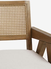Bronx Wood Effect, Contemporary Linen Natural Abel Wooden Rattan Accent Chair - Image 6 of 8
