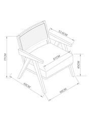 Bronx Wood Effect, Contemporary Linen Natural Abel Wooden Rattan Accent Chair - Image 8 of 8