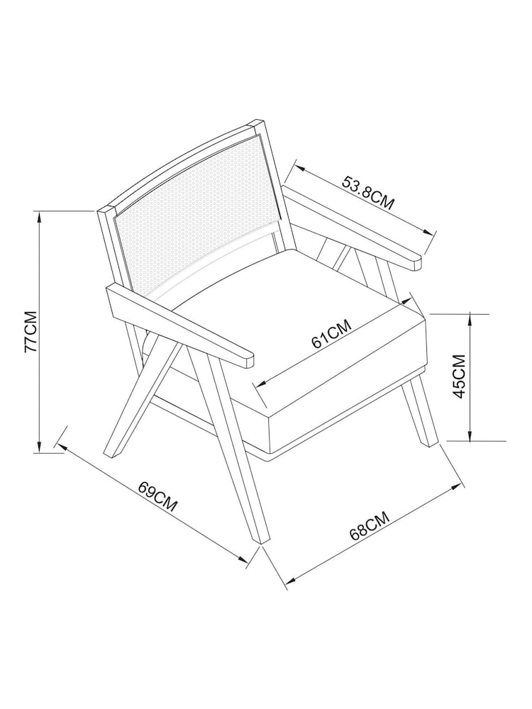 Bronx Wood Effect, Contemporary Linen Natural Abel Wooden Rattan Accent Chair - Image 8 of 8