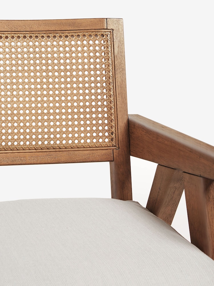 Bronx Wood Effect, Contemporary Linen Natural Abel Wooden Rattan Accent Chair - Image 9 of 9 Bronx Wood Effect, Contemporary Linen Natural Abel Wooden Rattan Accent Chair - Image 9 of 9