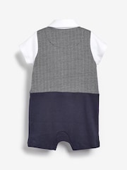 Grey/White Smart Bow Tie And Waistcoat Romper (0mths-2yrs) - Image 2 of 3