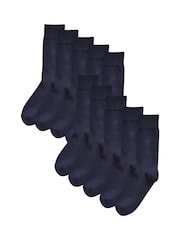 Navy Blue Logo 10 Pack Embroidered Lasting Fresh Socks - Image 1 of 4