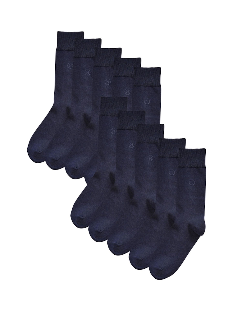 Navy Blue Logo 10 Pack Embroidered Lasting Fresh Socks - Image 1 of 4