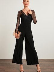 Black Long Sleeve Lace Jumpsuit - Image 2 of 5