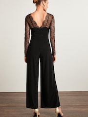 Black Long Sleeve Lace Jumpsuit - Image 3 of 5