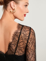 Black Long Sleeve Lace Jumpsuit - Image 4 of 5