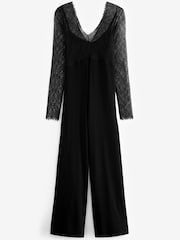 Black Long Sleeve Lace Jumpsuit - Image 5 of 5