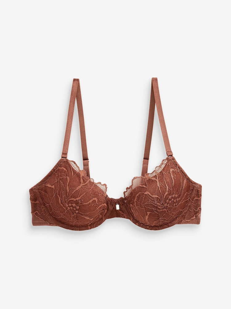 Chocolate Brown Pad Balcony Forever Lite Floral Lace Spacer Bra - Image 6 of 6