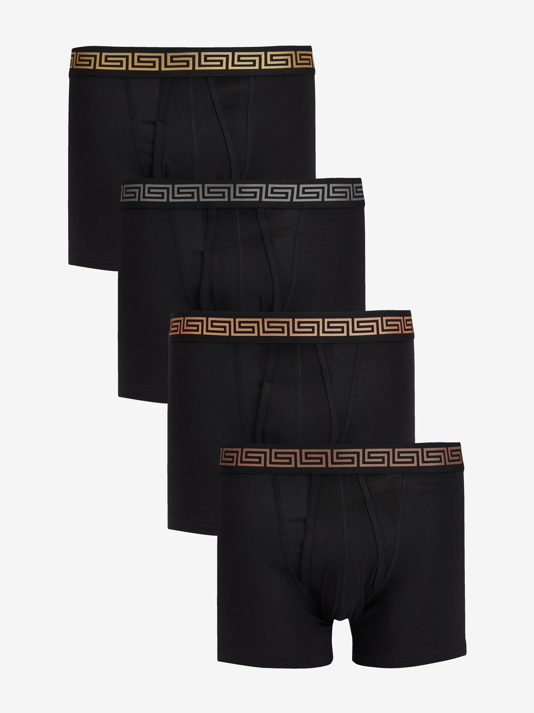 Buy Black Metallic Pattern Waistband 4 pack A-Front Cotton Rich Boxers from  Next USA