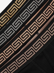 Black Metallic Pattern Waistband 4 pack A-Front Cotton Rich Boxers - Image 10 of 10