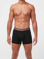 Black Metallic Pattern Waistband 4 pack A-Front Cotton Rich Boxers - Image 2 of 10
