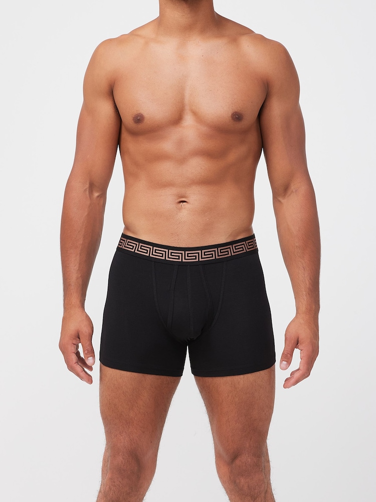 Black Metallic Pattern Waistband 4 pack A-Front Cotton Rich Boxers - Image 2 of 10