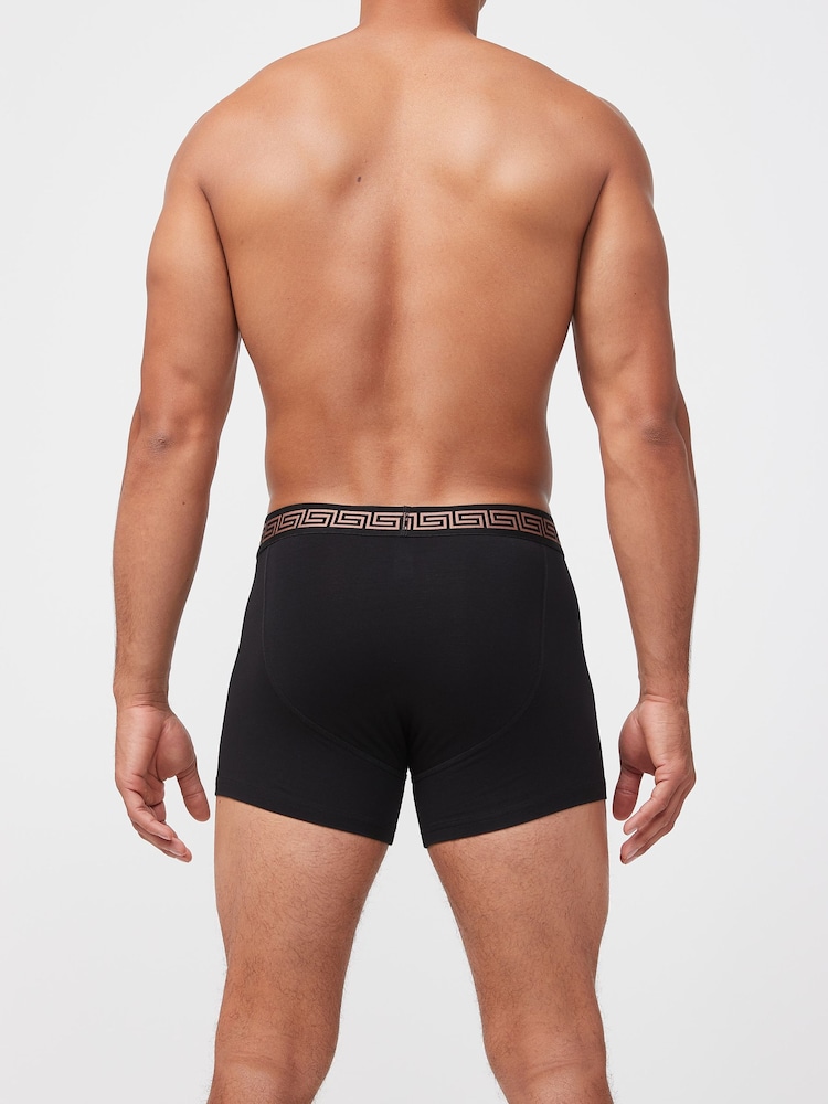 Black Metallic Pattern Waistband 4 pack A-Front Cotton Rich Boxers - Image 3 of 10
