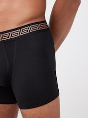 Black Metallic Pattern Waistband 4 pack A-Front Cotton Rich Boxers - Image 4 of 10