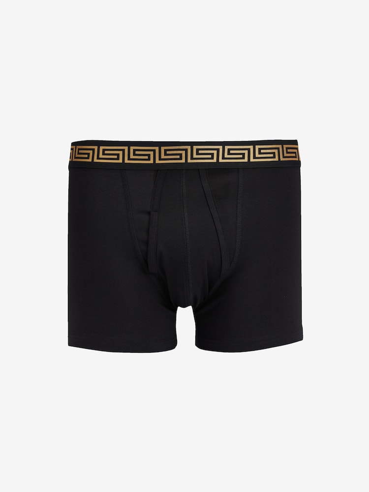 Black Metallic Pattern Waistband 4 pack A-Front Cotton Rich Boxers - Image 5 of 10