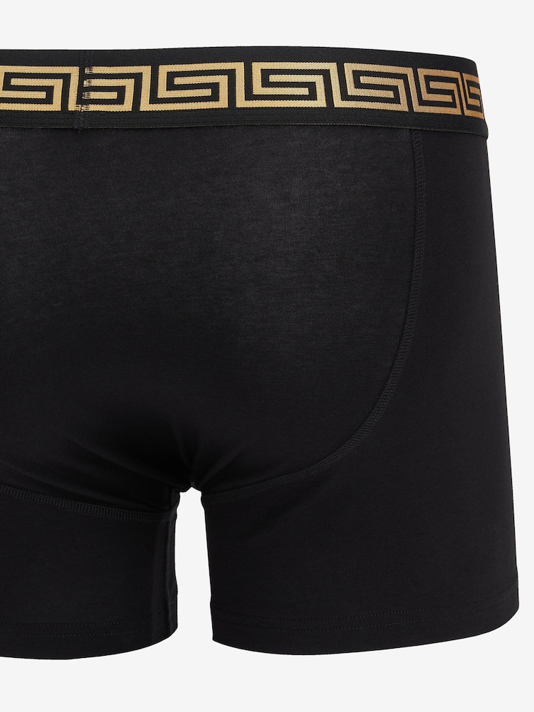 Black Metallic Pattern Waistband 4 pack A-Front Cotton Rich Boxers - Image 9 of 10