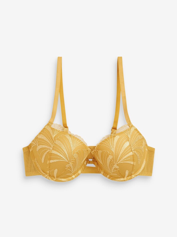 Ochre Yellow/Pink Pad Balcony Embroidered Bras 2 Pack - Image 2 of 3