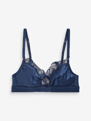 Navy Non Pad Non Wire Embroidered Bra - Image 6 of 6