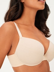 Black/White/Pastel Rose Nude Pad Plunge DD+ Cotton Blend Ultimate Comfort Bras 3 Pack - Image 4 of 9