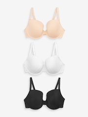 Black/White/Pastel Rose Nude Pad Plunge DD+ Cotton Blend Ultimate Comfort Bras 3 Pack - Image 6 of 9