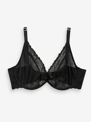 Black DD+ Non Pad Plunge DD+ Delicate Lace Bra - Image 1 of 1