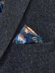 Navy Blue Signature Moons British Wool Textured Blazer With Elbow Patches - Image 14 of 17