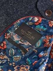 Navy Blue Signature Moons British Wool Textured Blazer With Elbow Patches - Image 16 of 17