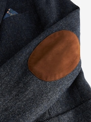 Marineblau/blau - Signature Moons Blazer aus strukturierter britischer Wolle mit Ellbogenaufnähern - Bild 6 von 7