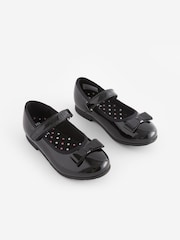 Black Patent Standard Fit (F) School Leather Bow Mary Jane Shoes - Image 1 of 6
