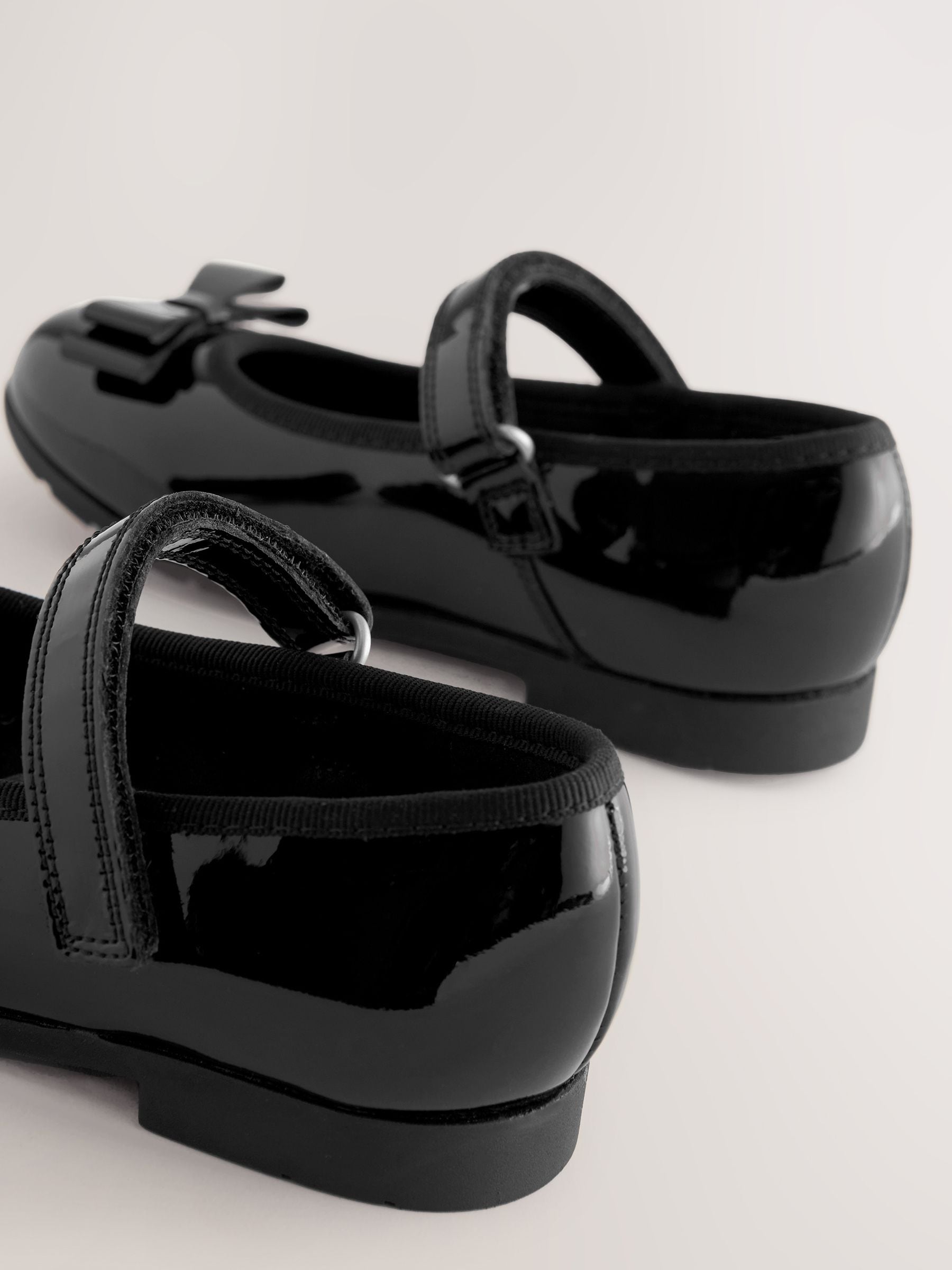 Buy Black Patent Standard Fit (F) School Leather Bow Mary Jane