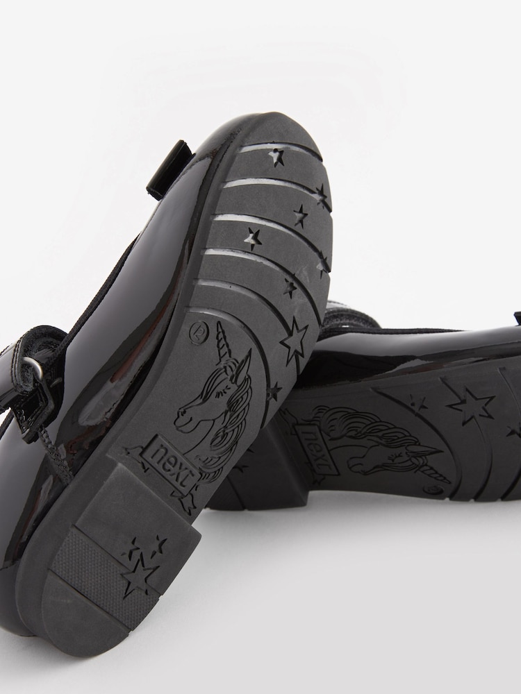 Black Patent Standard Fit (F) School Leather Bow Mary Jane Shoes - Image 6 of 6