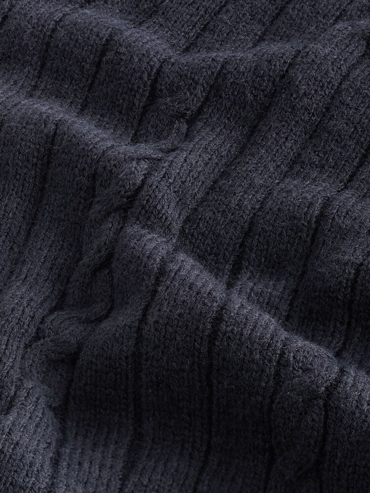 Navy Blue Cable Detail Polo Neck Jumper - Image 6 of 6 Navy Blue Cable Detail Polo Neck Jumper - Image 6 of 6